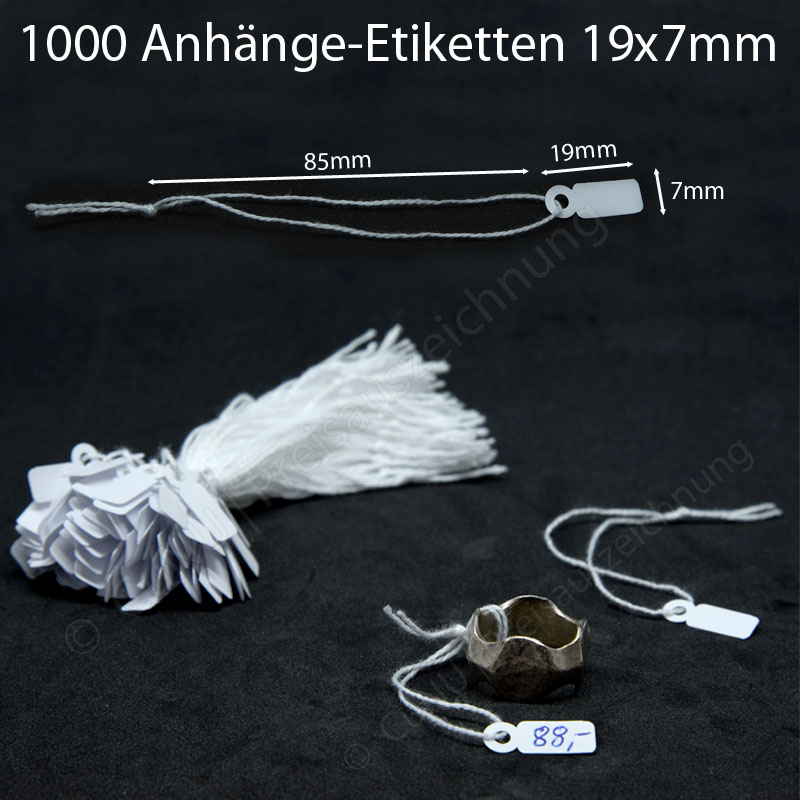 Abbildung zu: 1.000 Schmucketiketten mit Faden, 19 × 7 mm