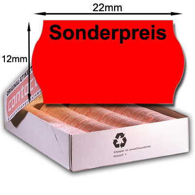 22x12mm rote Sonderpreisetiketten - rote 22x12mm Etiketten für Sonderpreise - Aufdruck Sonderpreis