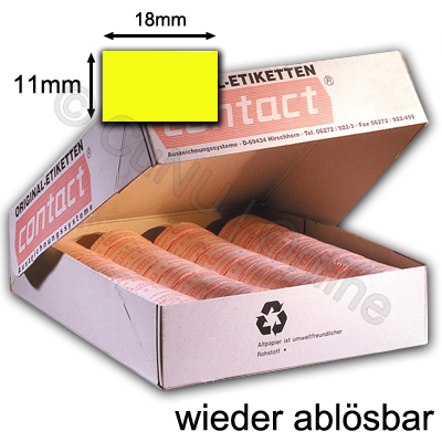 wieder ablösbare Preisetiketten 18x11mm für contact Auszeichner, fluor gelb (leuchtgelb)
