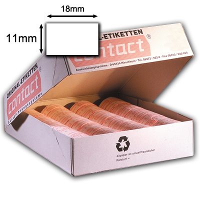 18x11mm Preisetiketten für Preisauszeichner, weiß, permanent klebend, rechteckig