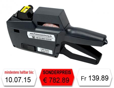 Preisauszeichner für Schweizer Franken Fr, Euro €, Datum und Nummern - Modell CUNU 2512 - für 25x12mm Etiketten