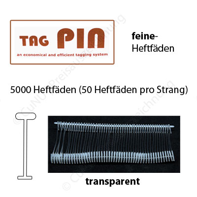 Feine Heftfäden TagPin für Textilpistolen mit feiner Nadel | Länge wählbar 20mm, 35mm, 50mm, 65mm