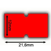 leuchtrote Lochetiketten 21x12mm (21,6 x 12mm) - rechteckige Loch-Etiketten 21x12 gut klebend