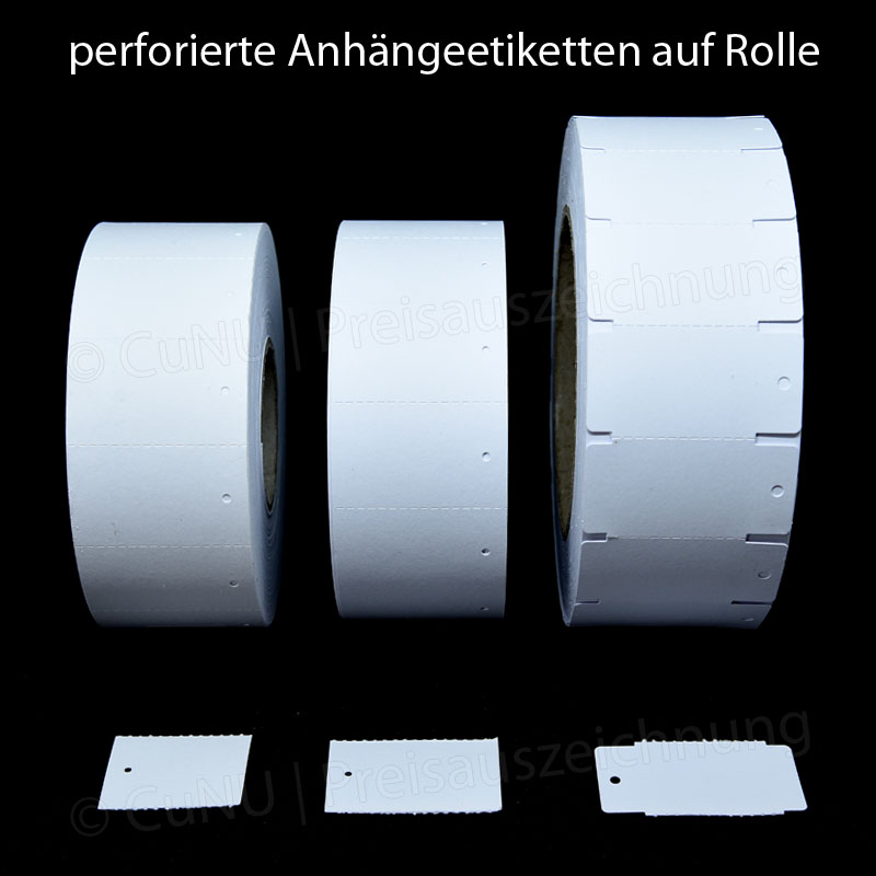 1000 weiße Endlosetiketten, Rollenetiketten 30x40mmmm, 30x50mm, 30x58mm aus 250g/m² Offsetkarton