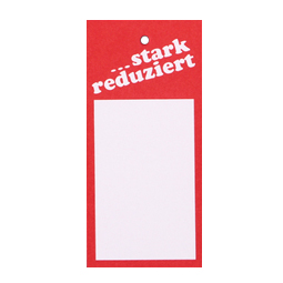 "Textiletiketten stark reduziert" - 500 Aktionsetiketten im Format 40x85mm
