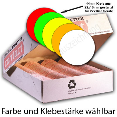 runde Etiketten 14mm Kreis passend für 22x16 Etikettierer