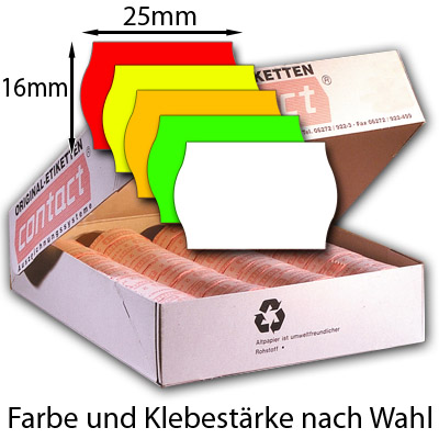 25x16mm Wellenrand- Etiketten für Preisauszeichner
