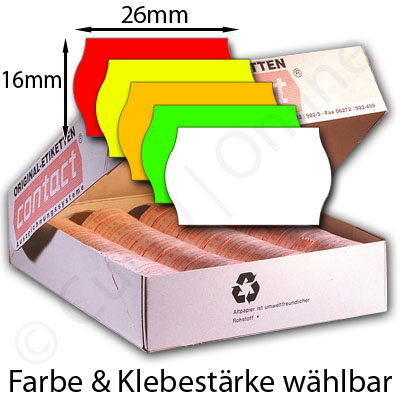 original contact Preisetiketten 26x16mm Etiketten für Preisauszeichner - Farbe und Klebestärke nach Wahl