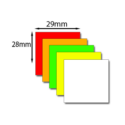 29x28mm Etiketten, Preis-Etiketten für Preisauszeichner, Farbe und Klebestärke nach Wahl