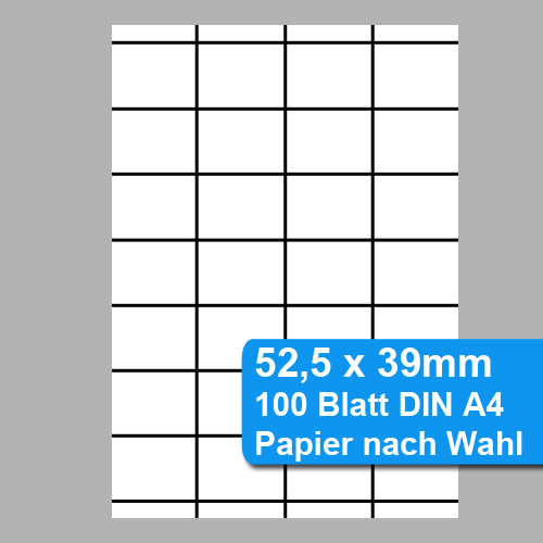 52,5mm x 39mm Etiketten für Scannerschienen, perforiertes DIN A4 Papier für Laser- oder Tintenstrahldrucker