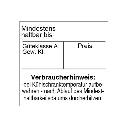 Eieretiketten - Etiketten für Eier - 29x28mm - Güteklasse Haltbarkeitsdatum Preis und Verbraucherhinweis