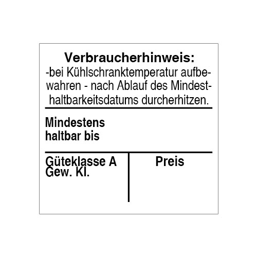 Eieretiketten - Etiketten für Eier - 29x28mm - Güteklasse, MHD, Verbraucherhinweis - für Meto Auszeichner