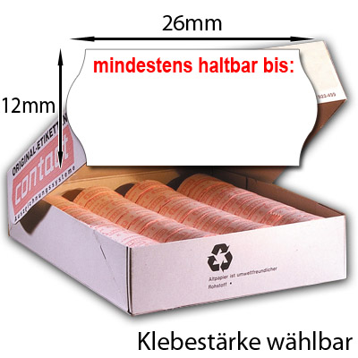 26x12mm Etiketten für Mindesthaltbarkeitsdatum MHD Etiketten 26x12 mit Aufdruck: mindestens haltbar bis: