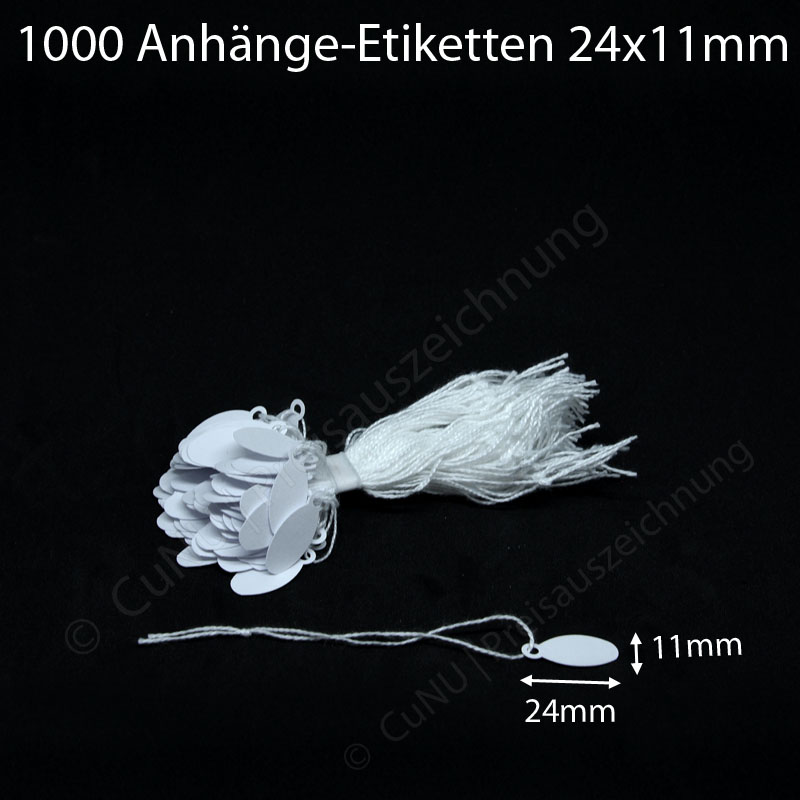ovale Etiketten zum Anhängen mit Faden aus Baumwolle, 24x11mm, Anhängeetiketten für kleine Artikel