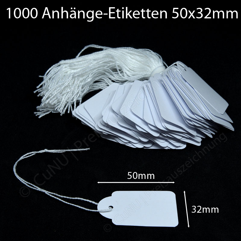 Preisanhänger, Hängeetiketten mit Baumwollfaden, 50x32mm Etiketten mit Schnur als Warenanhänger