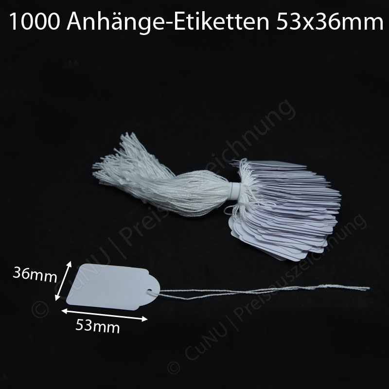 Warenanhänger mit Baumwollfaden, 53x36mm, Anhänge-Etiketten zum Beschriften, für Textilien und mehr