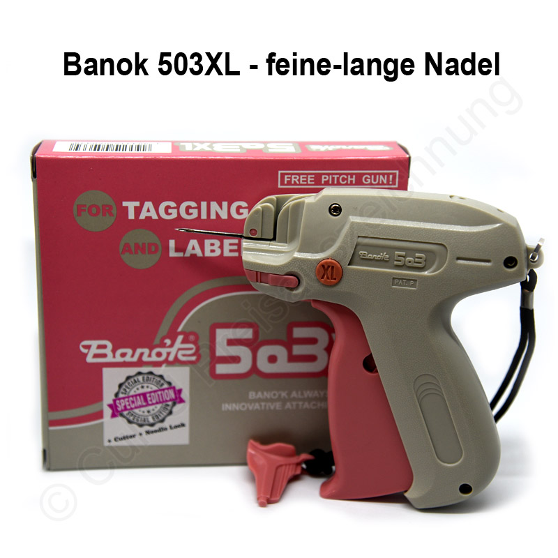 Heftpistole Banok 503XL fein Etikettierpistole, Textilpistole mit feiner langer Nadel