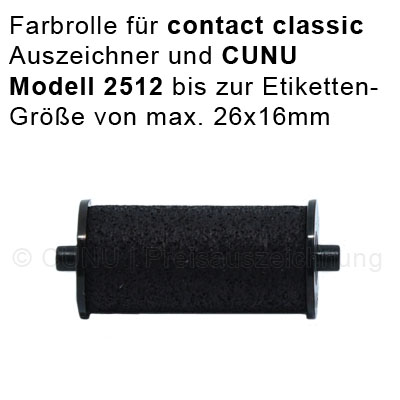 Farbrollen für CUNU Modell 2512 und 2516 / contact classic Auszeichner für bis zu 26x16mm Etikettengröße