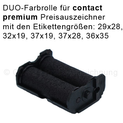 Duo-Farbrolle für contact Handauszeichner für die Etikettengrößen: 29x28mm, 32x19mm, 37x19mm, 37x28mm