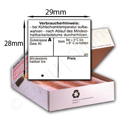 Etiketten für Eier mit Verbraucherhinweis, Mindesthaltbarkeitsdatum Gewichtsklasse und Güteklasse A 29x28mm, Bild 2