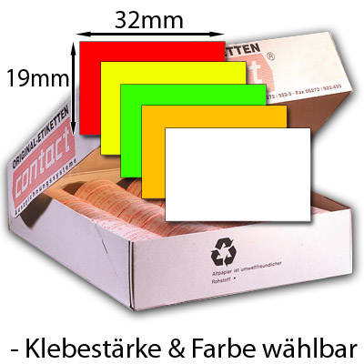 rechteckige Etiketten 32x19 - original contact Rechteck-Etiketten 32x19mm, Farbe und Klebestärke nach Wahl