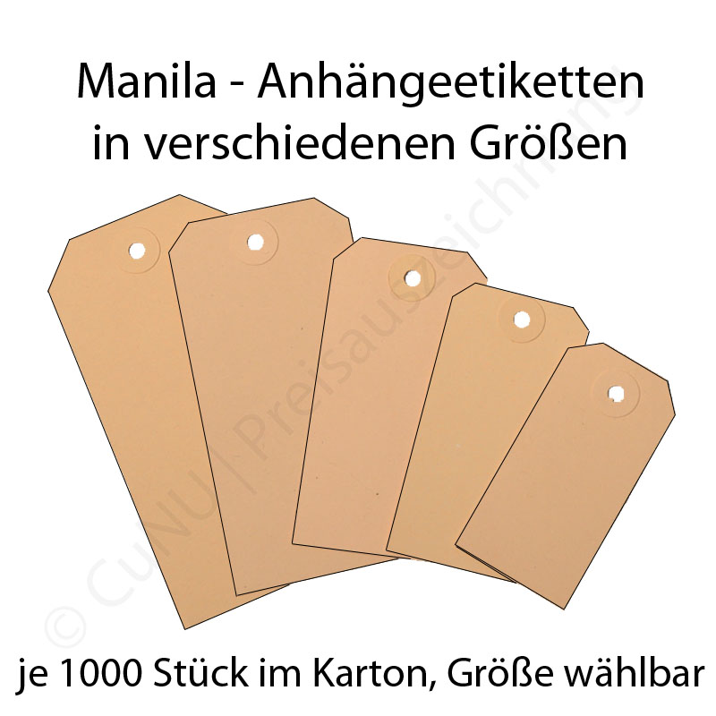Manila Karton Anhängeetiketten, Manila-Etiketten mit 5mm Öse