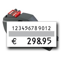 Etikettierer contact premium 20.37 - 12 Zeichen für Nummern oben, 8 Zeichen für Preise unten, für 37x19mm Etiketten