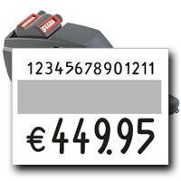 Auszeichner für lange Artikelnummern und große Preisangaben auf 37x28mm Etiketten, contact premium 3728-1406A
