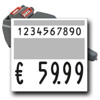 Auszeichner mit großen Zeichen, contact 16.29 Super, für Preise und Nummern auf 29x28mm Etiketten