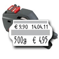 Einwaage Auszeichner für Kilopreis, MHD, VK-Preis auf 32x19mm Etiketten für Bäcker, Metzger und Fleischer