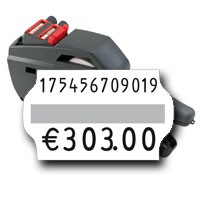 Handauszeichner contact 18.19 Focus, für 12-stellige Nummer oben und Preisangabe unten auf 32x19mm Preis-Etiketten