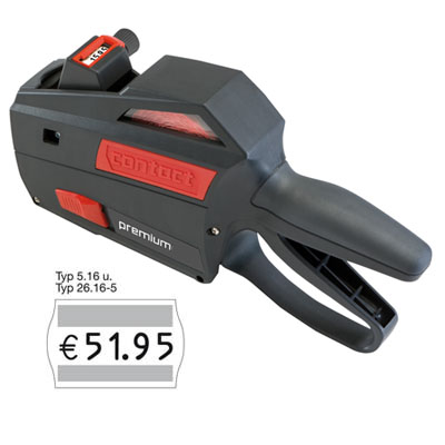 Etikettiergerät für Preise, contact Etikettierer premium 5.16 für 25x16mm Etiketten, 5 Zeichen, einzeilig, Bild 2