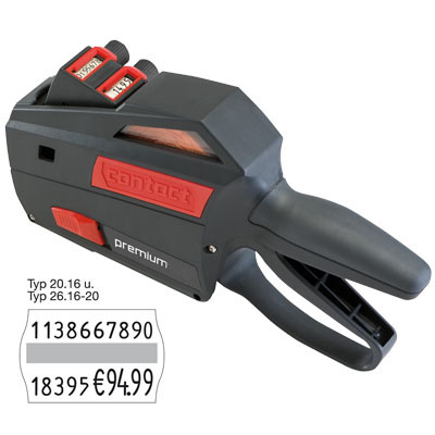 zweizeiliges Etikettiergerät contact premium 26.16-20, für Nummern und Preisangaben auf 26x16mm Etiketten, Bild 2