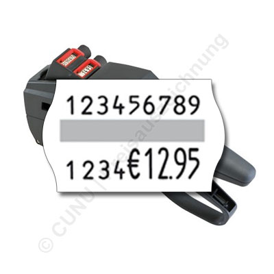 zweizeiliger Etikettierer contact premium 26.16-18, Preise und Nummern auf 26x16mm Preisetiketten