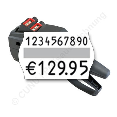 Etiketten Auszeichner contact 26.16-16 Focus, für 26x16mm Etiketten, zweizeilig, oben 10, unten 6 Zeichen