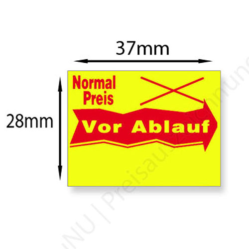 Preisetiketten für reduzierte Waren vor Ablaufdatum, 37x28mm Etiketten für Artikel vor Verfallsdatum