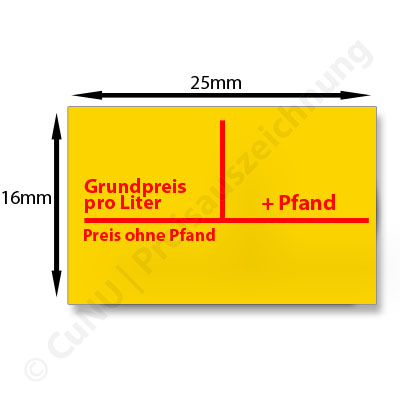 Pfandetiketten, Etiketten für Pfand, Pfandflaschen, Pfand-Dosen, Grundpreis, VK-Preis, Pfand-Etiketten 25x16mm