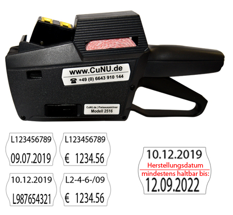 Profi Etikettiergerät für Preise, Grundpreise, Datum, Artikelnummern - CUNU Modell 2516, Bild 2