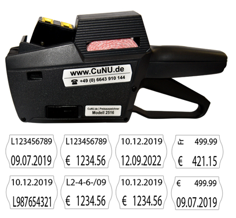 Profi Etikettiergerät für Preise, Grundpreise, Datum, Artikelnummern - CUNU Modell 2516