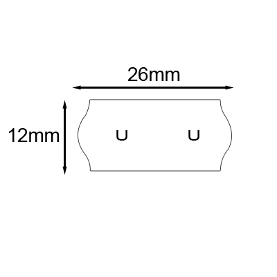 Loch-Etiketten 26x12mm Wellenrand- Preisetiketten mit doppelter U-Stanzung z.B. für Samark uva.