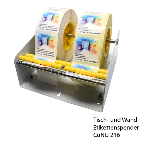 CUNU 216 - Etikettenspender für Wand und Tisch für mehrere Etikettenrollen (bis 216mm Gesamtbreite)