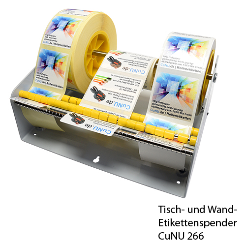 CUNU 266 - Etikettenspender für Wand und Tisch für mehrere Etikettenrollen (bis 266mm Gesamtbreite)