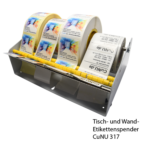 CUNU 317 - Etikettenspender für Wand und Tisch für mehrere Rollen Etiketten (bis 317mm Gesamtbreite)