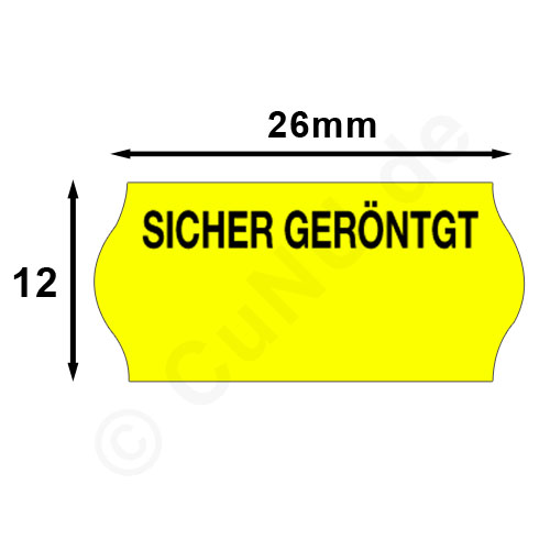 Etiketten im Format 26x12mm mit Aufdruck "sicher geröntgt"