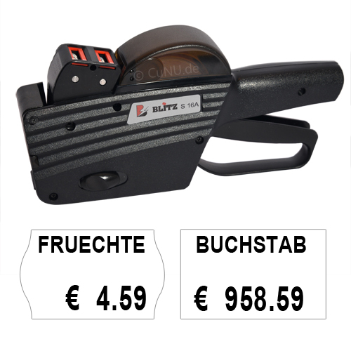 Blitz S16A - Buchstaben-Stempel für 26x16mm Preisetiketten