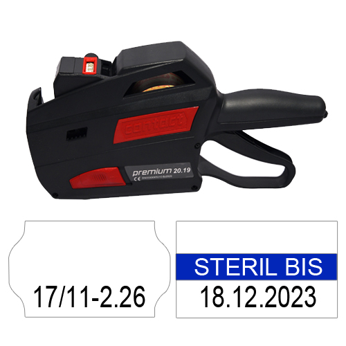 Datum-Auszeichner - 10 Zeichen unten auf 32x19mm Etiketten