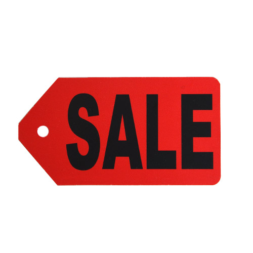 Etikettenanhänger "SALE" - 500 Stück mit 4mm Faden-Lochung