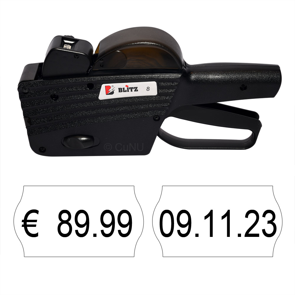 Preisauszeichner Blitz P8, für 22x12mm Etiketten, 8 Druckstellen für preis und Datum