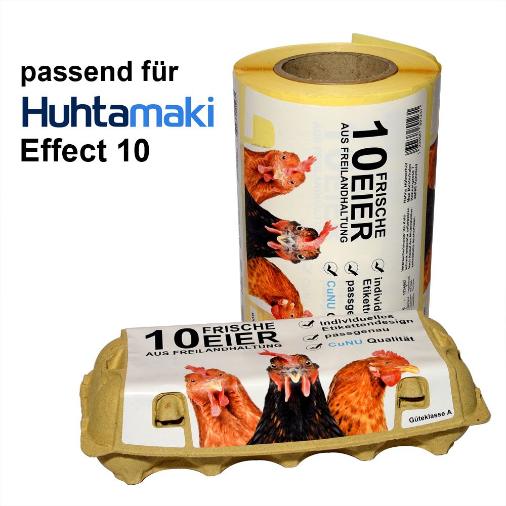 Eierkartonetiketten auf Rolle für Eierschachtel Modell Huhtamaki Effect Plus 10