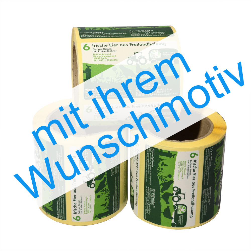 Etiketten auf Rolle - 102x65mm - beliebiges Motiv laut ihrer Druckvorlage